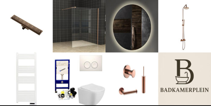 Luxe badkamer set met koperen accenten