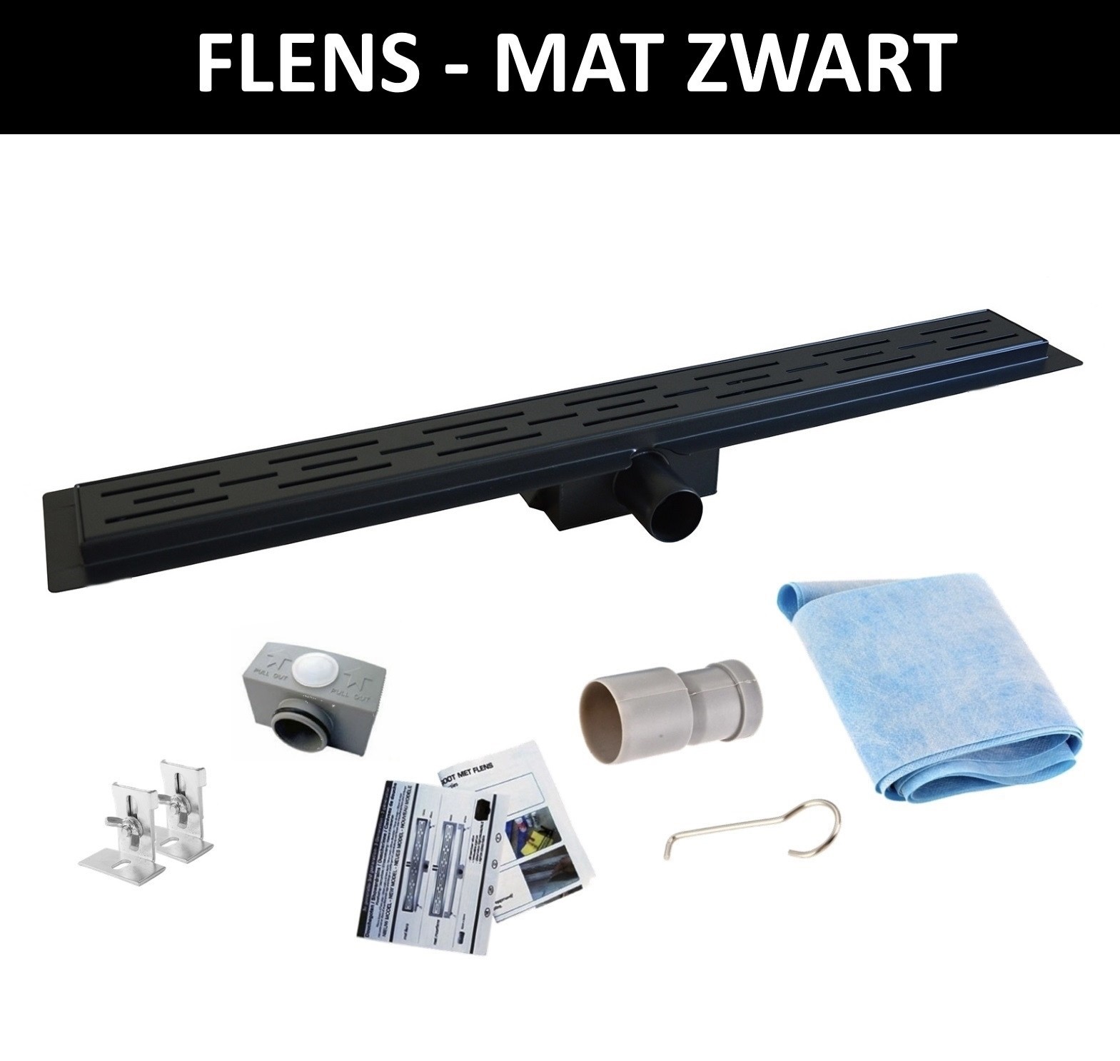 badkamerset mat zwart - flens
