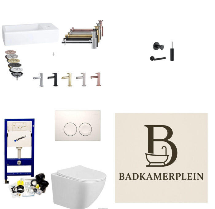 Toiletset UP100 + Fonteinset - Wit + Zwart