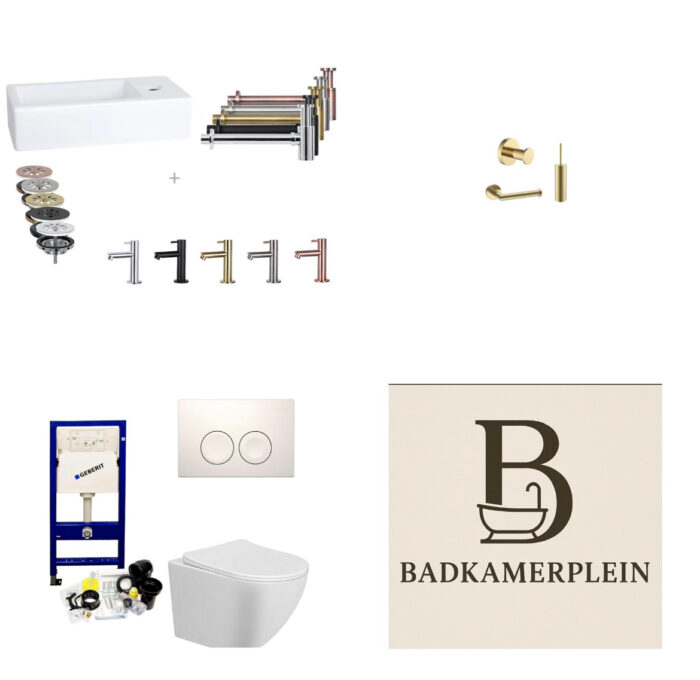 Toiletset UP100 + Fonteinset - Wit + Goud