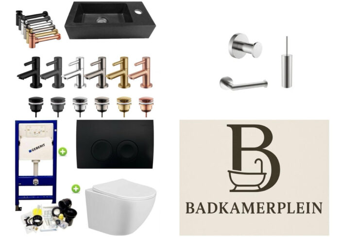 Toiletset UP100 + Fonteinset - Zwart + RVS